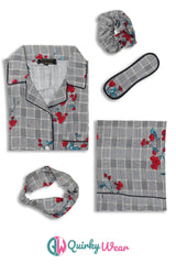 Check Pane Linen Pajama Set