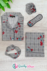 Check Pane Linen Pajama Set