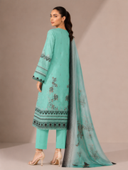 3-Piece Doria Lawn Suit with Full Embroidered Shirt with Printed Daman and Printed Dupatta - Ferozi