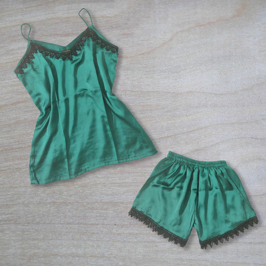 Green Silk Camisole Set