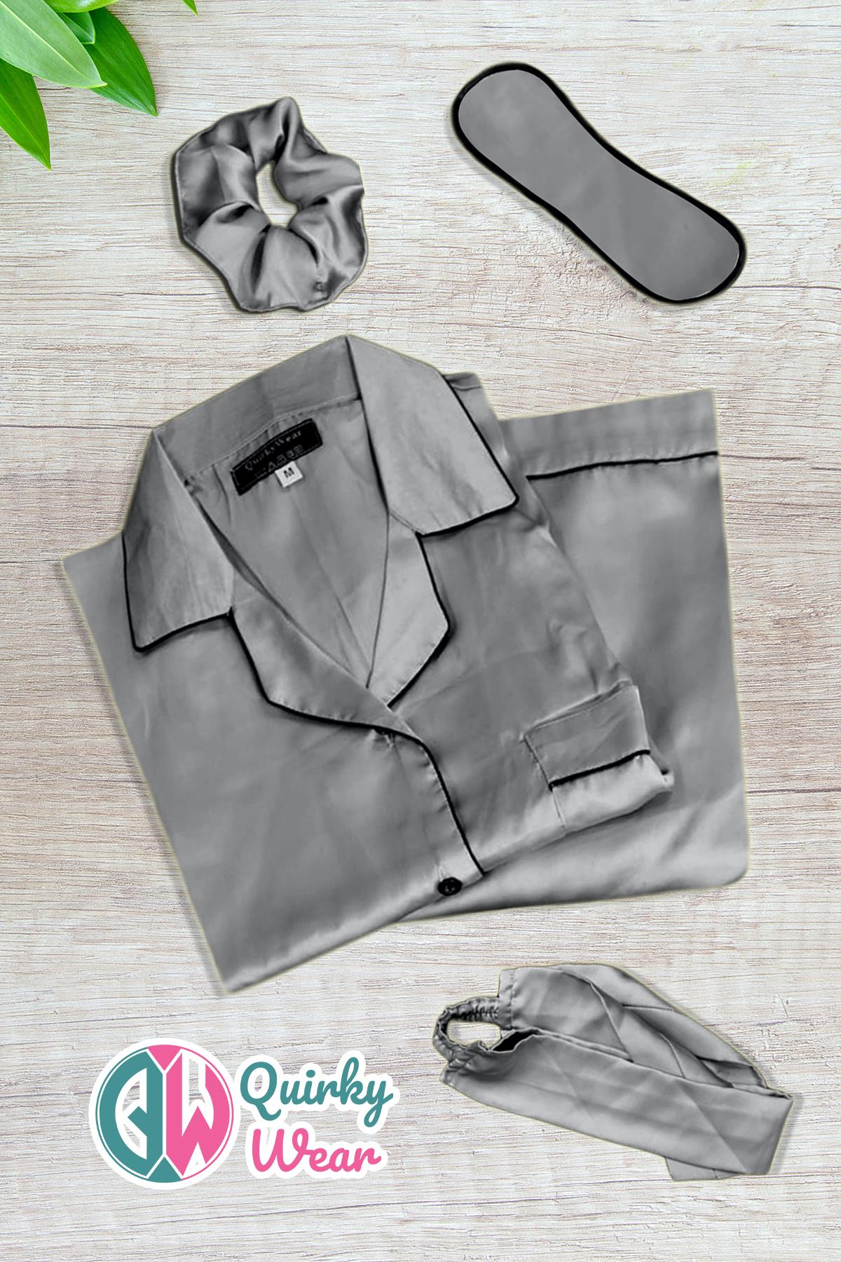 Grey Silk Pajama Set