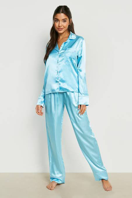 Ferozi Silk Pajama Set