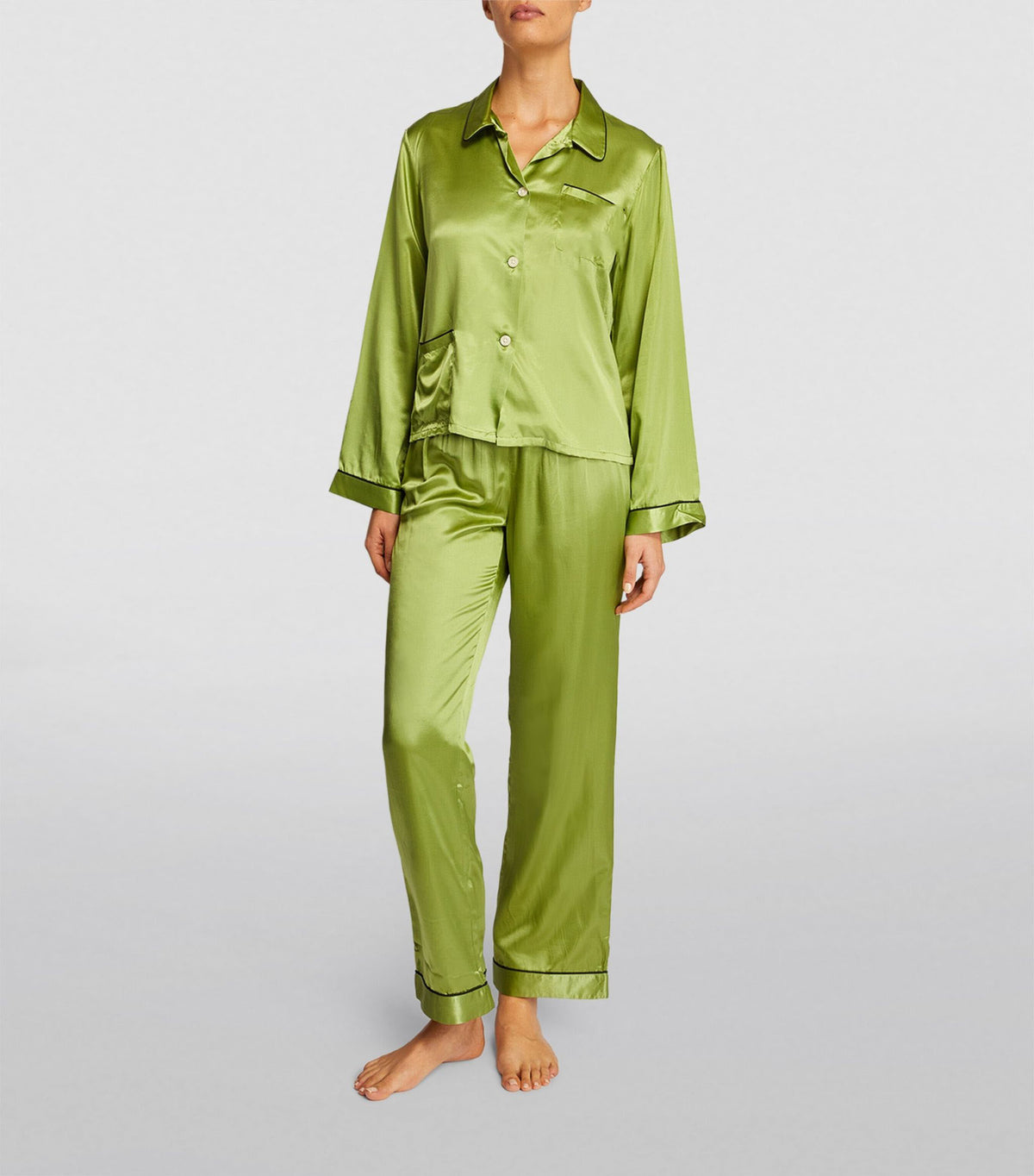 Lane Green Silk Pajama Set