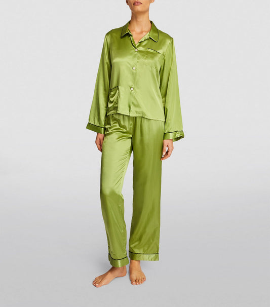 Lane Green Silk Pajama Set