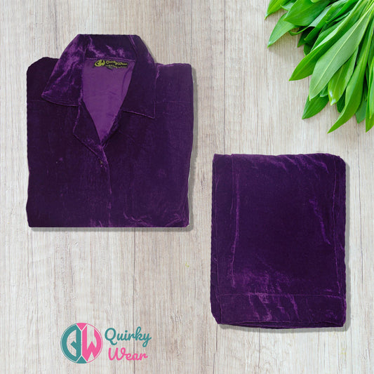 Purple Velvet Pajama Set