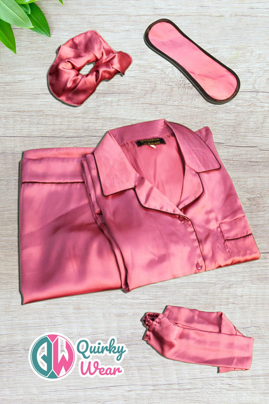 Magenta Silk Pajama Set