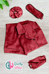 Maroon Silk Pajama Set