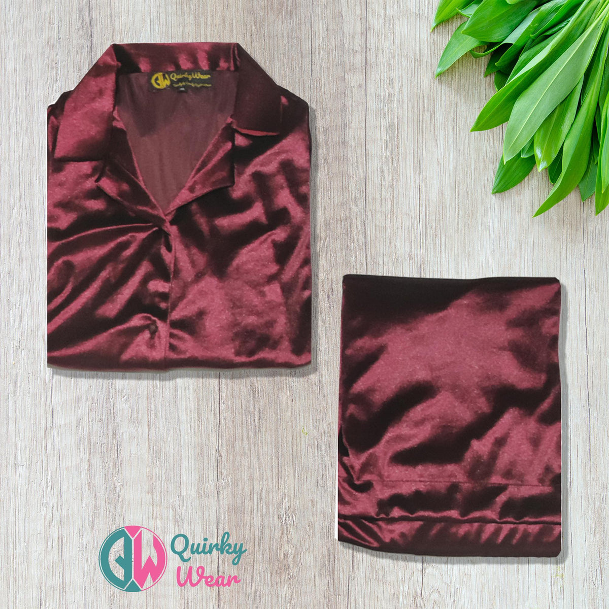 Maroon Velvet Pajama Set