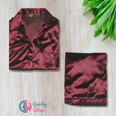 Maroon Velvet Pajama Set