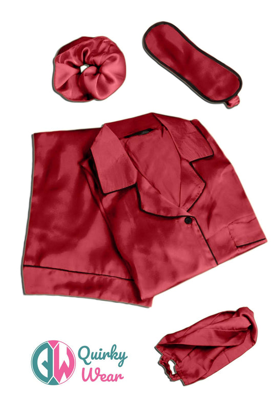 Maroon Silk Pajama Set