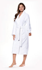 Elegant White Cotton Terry Bathrobe