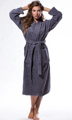 Elegant Charcoal Grey Cotton Terry Bathrobe